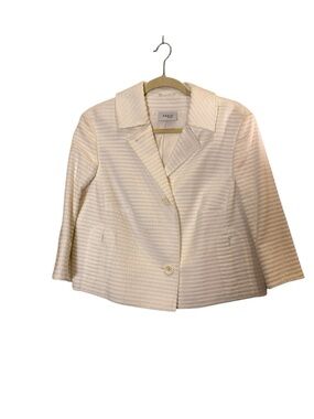 Akris Punto Women’s White Cotton Summer Old Money Jackie O Crop Jacket sz 12